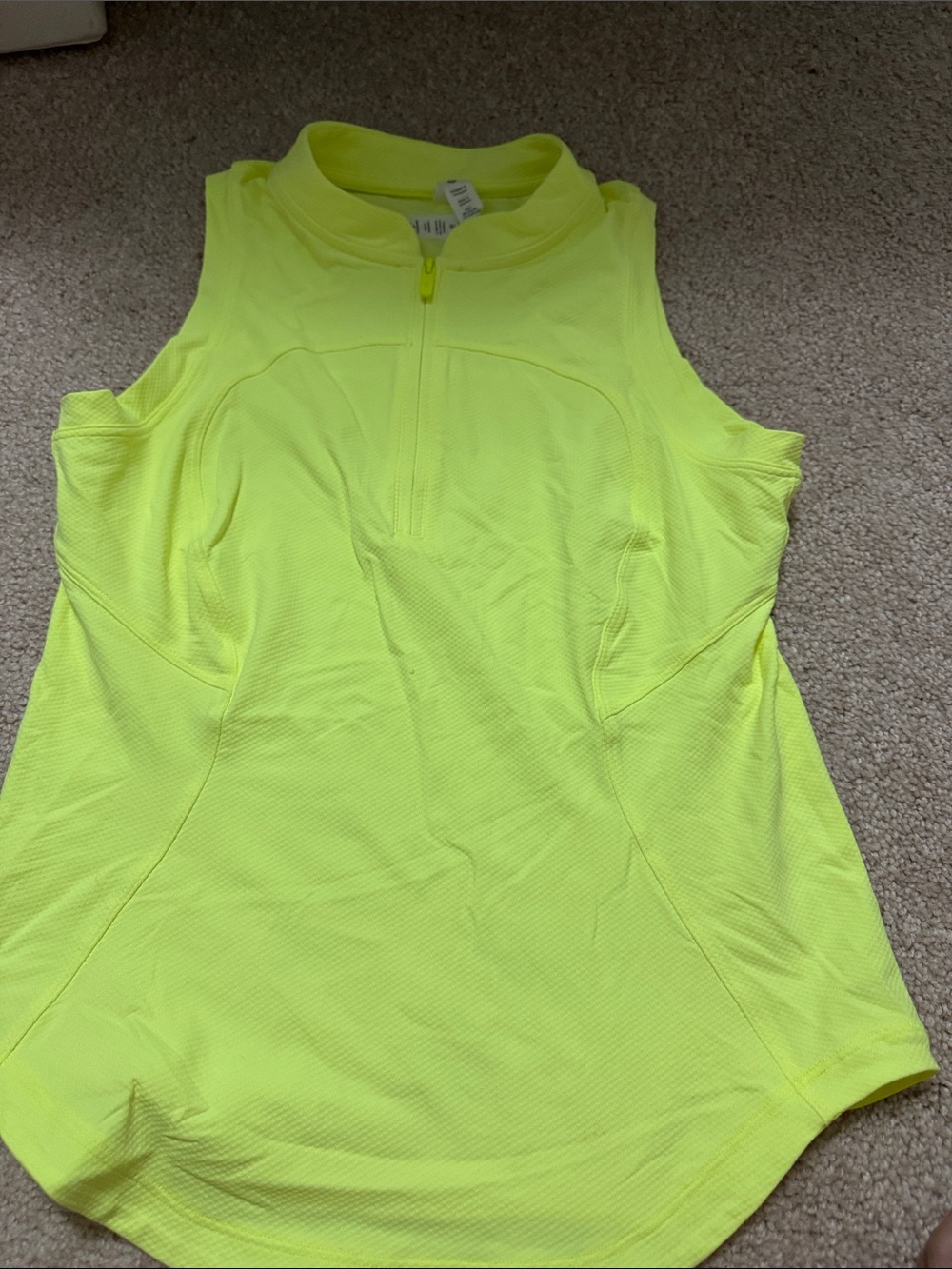 lululemon athletica Neon Yellow Sleeveless Zip-Front Tank
